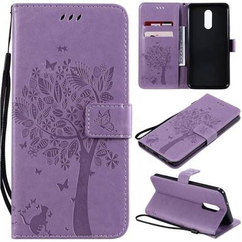 Embossing Butterfly Tree Leather Wallet Case for LG Stylo 5 - Violet