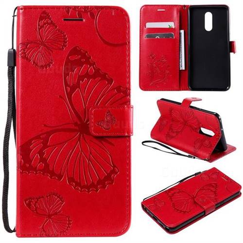 Embossing 3D Butterfly Leather Wallet Case for LG Stylo 5 - Red