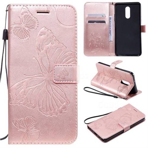 Embossing 3D Butterfly Leather Wallet Case for LG Stylo 5 - Rose Gold