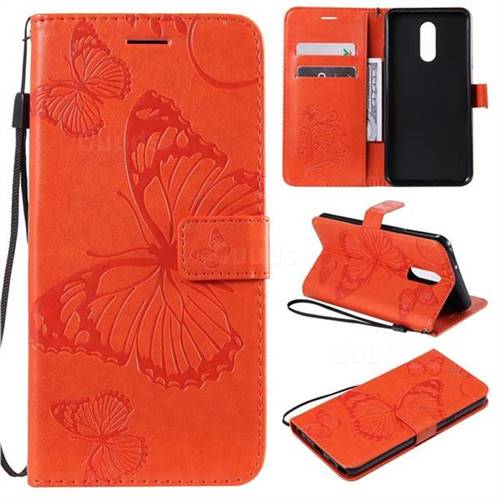 Embossing 3D Butterfly Leather Wallet Case for LG Stylo 5 - Orange