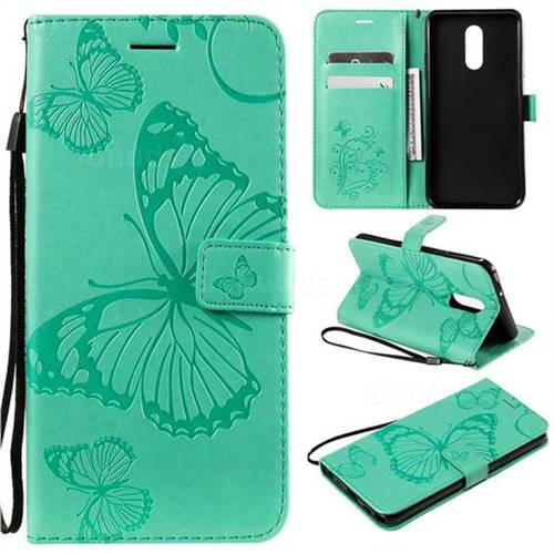Embossing 3D Butterfly Leather Wallet Case for LG Stylo 5 - Green
