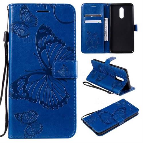 Embossing 3D Butterfly Leather Wallet Case for LG Stylo 5 - Blue
