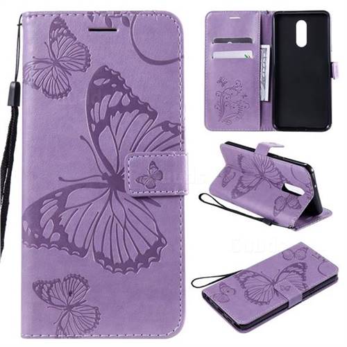 Embossing 3D Butterfly Leather Wallet Case for LG Stylo 5 - Purple