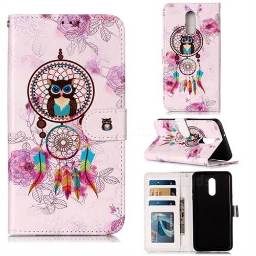 Wind Chimes Owl 3D Relief Oil PU Leather Wallet Case for LG Stylo 5