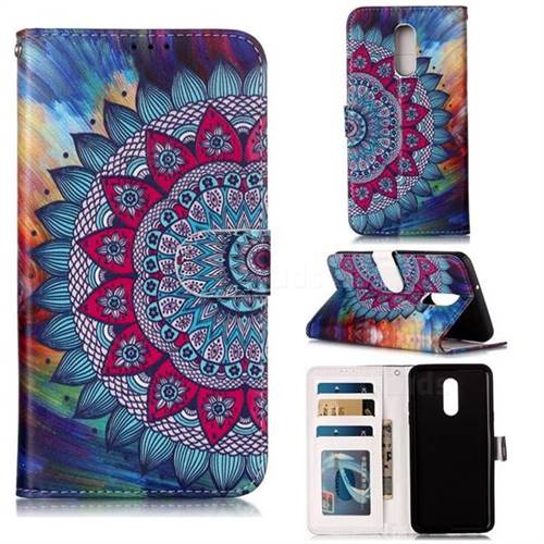 Mandala Flower 3D Relief Oil PU Leather Wallet Case for LG Stylo 5