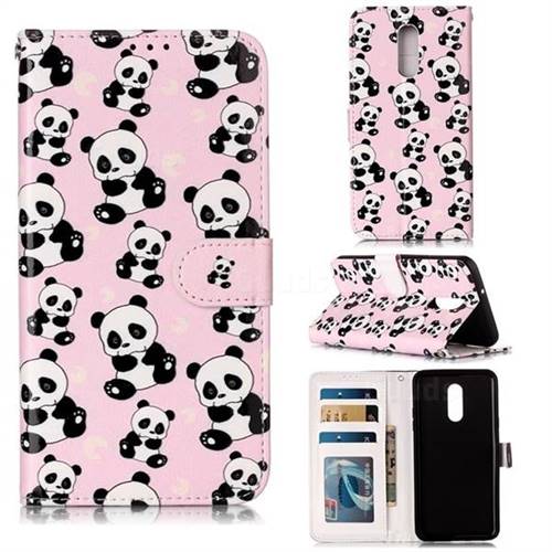 Cute Panda 3D Relief Oil PU Leather Wallet Case for LG Stylo 5
