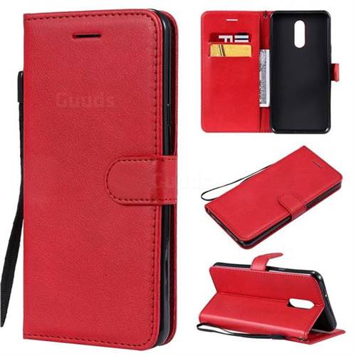 Retro Greek Classic Smooth PU Leather Wallet Phone Case for LG Stylo 5 - Red