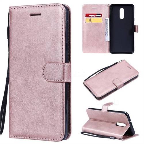 Retro Greek Classic Smooth PU Leather Wallet Phone Case for LG Stylo 5 - Rose Gold