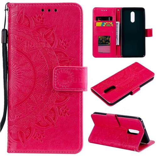 Intricate Embossing Datura Leather Wallet Case for LG Stylo 5 - Rose Red