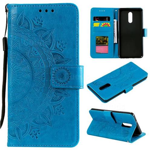 Intricate Embossing Datura Leather Wallet Case for LG Stylo 5 - Blue