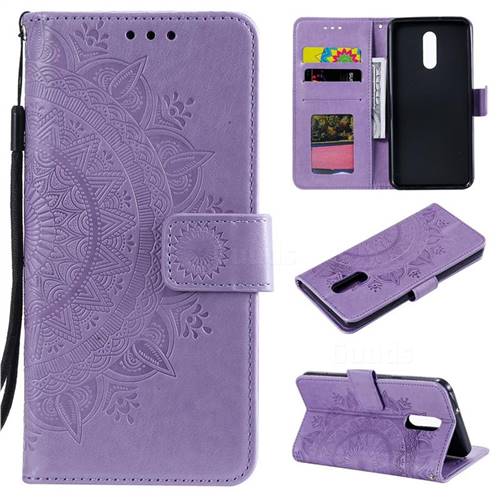 Intricate Embossing Datura Leather Wallet Case for LG Stylo 5 - Purple