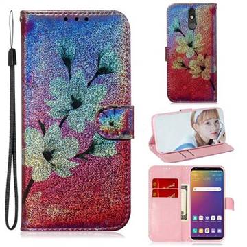 Magnolia Laser Shining Leather Wallet Phone Case for LG Stylo 5