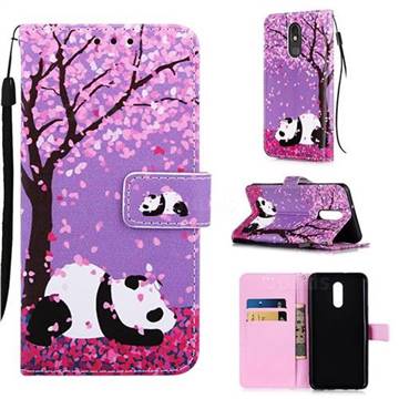 Cherry Blossom Panda Matte Leather Wallet Phone Case for LG Stylo 5