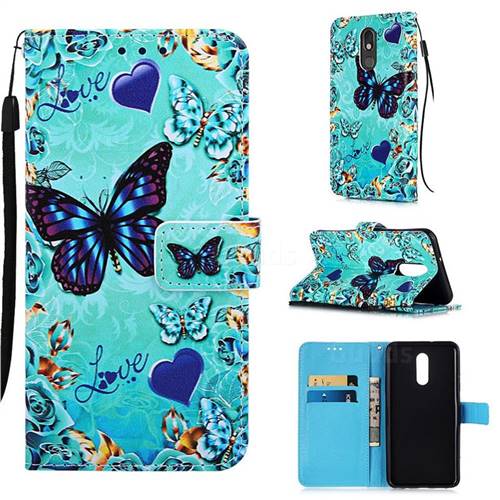 Love Butterfly Matte Leather Wallet Phone Case for LG Stylo 5