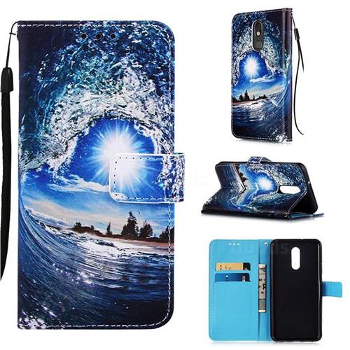 Waves and Sun Matte Leather Wallet Phone Case for LG Stylo 5
