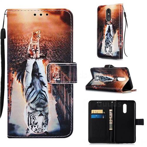 Cat and Tiger Matte Leather Wallet Phone Case for LG Stylo 5