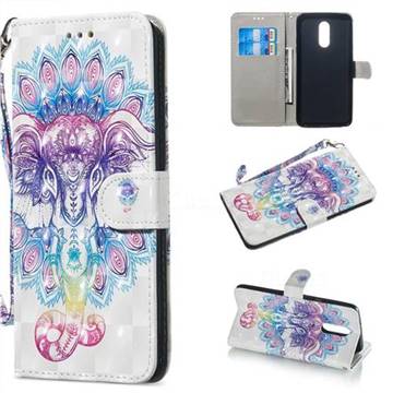 Colorful Elephant 3D Painted Leather Wallet Phone Case for LG Stylo 5