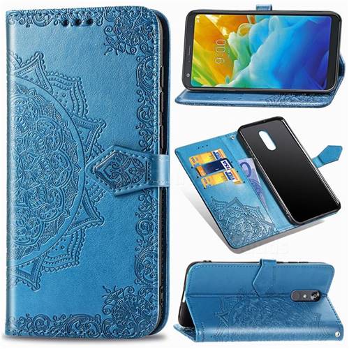Embossing Imprint Mandala Flower Leather Wallet Case for LG Stylo 5 - Blue