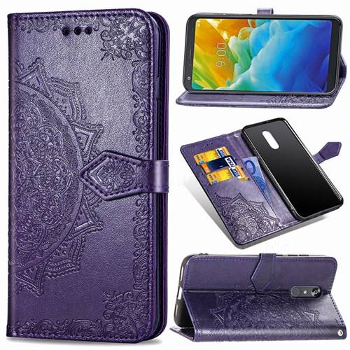 Embossing Imprint Mandala Flower Leather Wallet Case for LG Stylo 5 - Purple