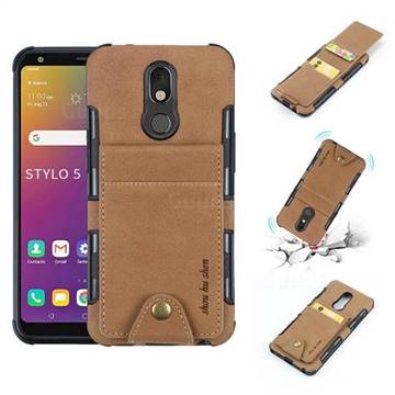 Woven Pattern Multi-function Leather Phone Case for LG Stylo 5 - Golden