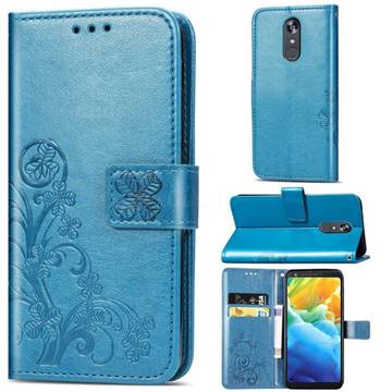 Embossing Imprint Four-Leaf Clover Leather Wallet Case for LG Stylo 5 - Blue