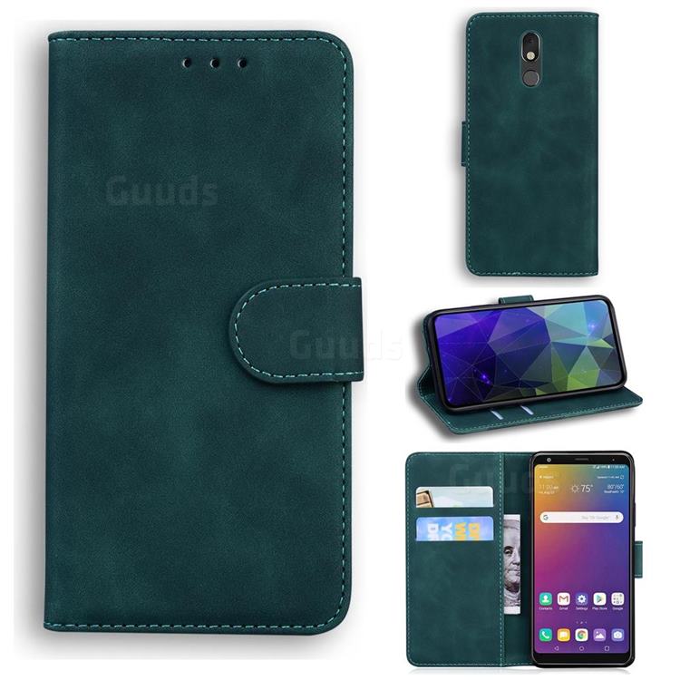 Retro Classic Skin Feel Leather Wallet Phone Case for LG Stylo 5 - Green
