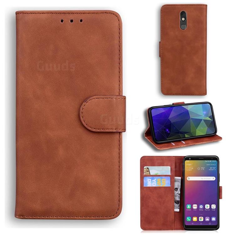 Retro Classic Skin Feel Leather Wallet Phone Case for LG Stylo 5 - Brown