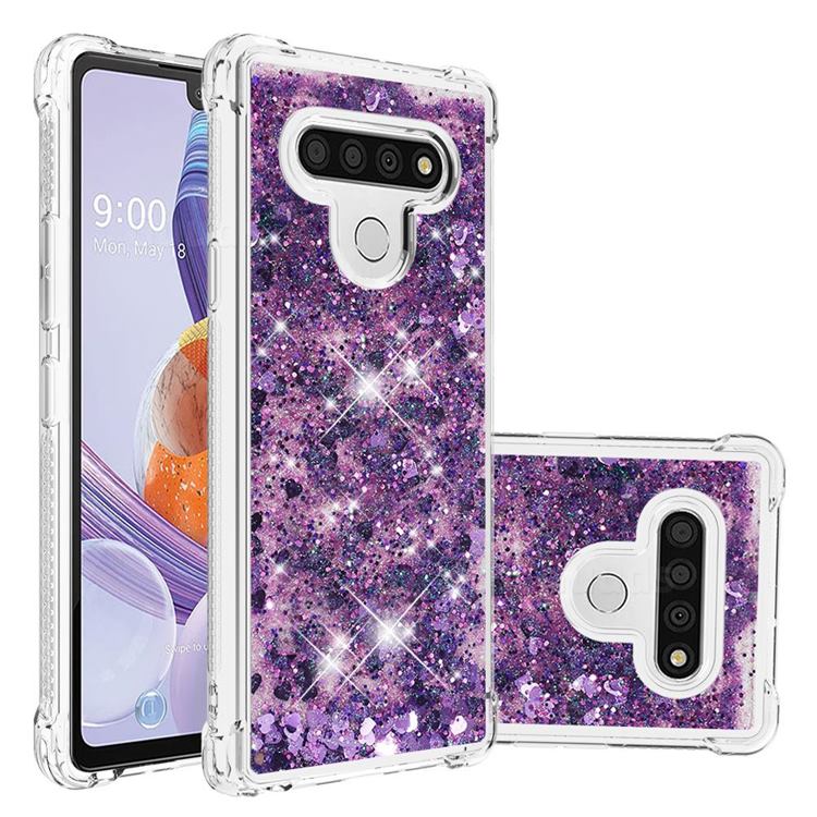 Dynamic Liquid Glitter Sand Quicksand Star TPU Case for LG Stylo 6 - Purple