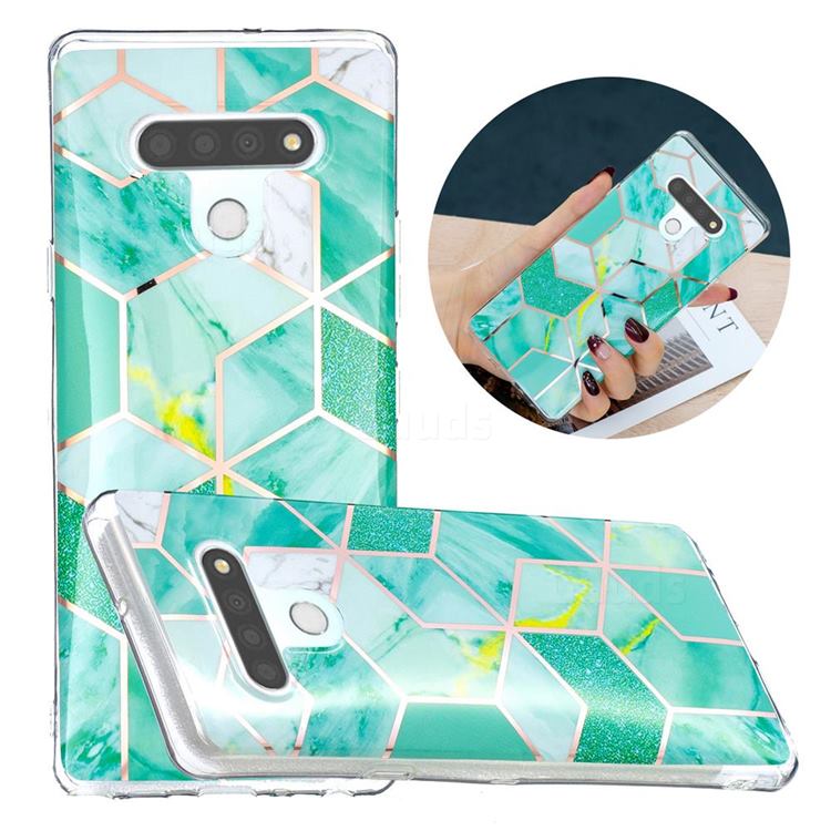 Green Glitter Painted Marble Electroplating Protective Case for LG Stylo 6