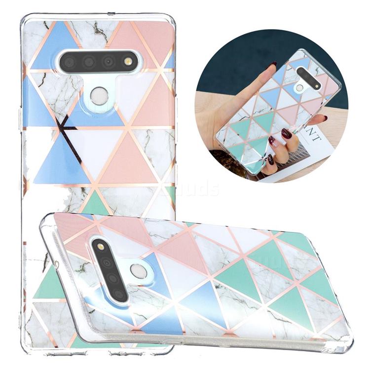 Fresh Triangle Painted Marble Electroplating Protective Case for LG Stylo 6