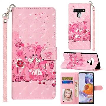 Pink Bear 3D Leather Phone Holster Wallet Case for LG Stylo 6