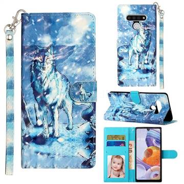 Snow Wolf 3D Leather Phone Holster Wallet Case for LG Stylo 6