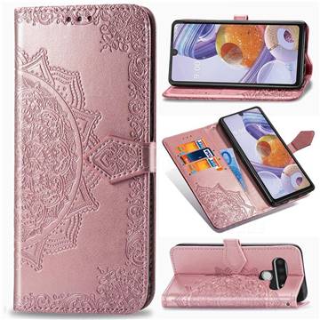 Embossing Imprint Mandala Flower Leather Wallet Case for LG Stylo 6 - Rose Gold