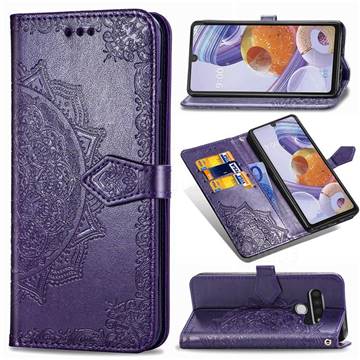 Embossing Imprint Mandala Flower Leather Wallet Case for LG Stylo 6 - Purple
