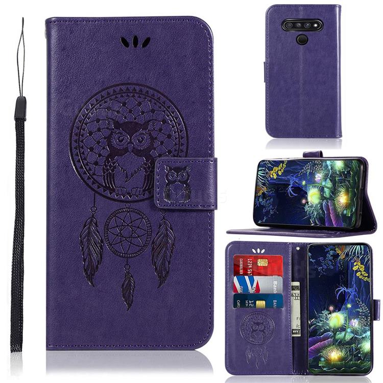 Intricate Embossing Owl Campanula Leather Wallet Case for LG Stylo 6 - Purple