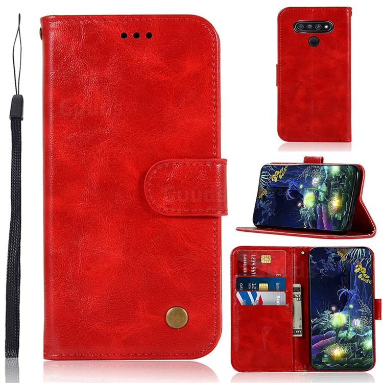 Luxury Retro Leather Wallet Case for LG Stylo 6 - Red