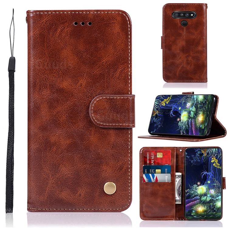 Luxury Retro Leather Wallet Case for LG Stylo 6 - Brown