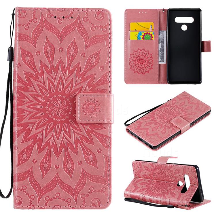 Embossing Sunflower Leather Wallet Case for LG Stylo 6 - Pink