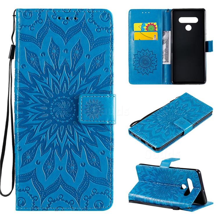 Embossing Sunflower Leather Wallet Case for LG Stylo 6 - Blue