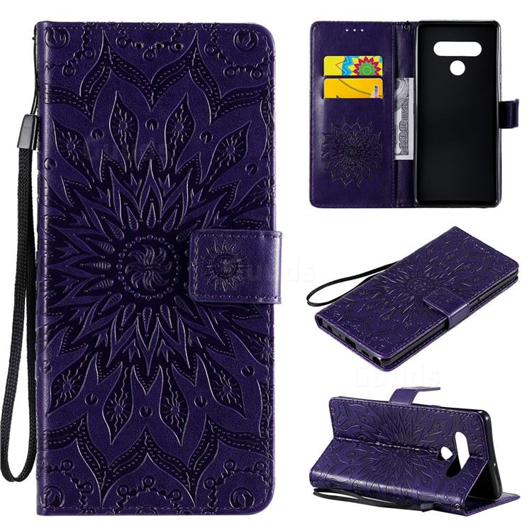 Embossing Sunflower Leather Wallet Case for LG Stylo 6 - Purple