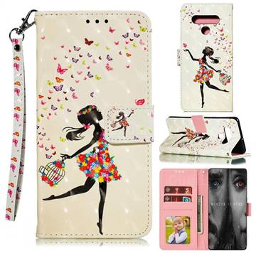 Flower Girl 3D Painted Leather Phone Wallet Case for LG Stylo 6