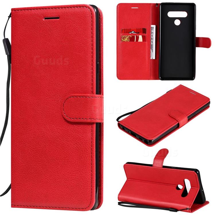 Retro Greek Classic Smooth PU Leather Wallet Phone Case for LG Stylo 6 - Red