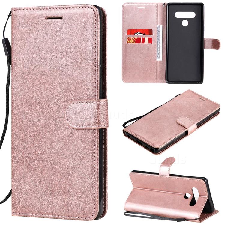 Retro Greek Classic Smooth PU Leather Wallet Phone Case for LG Stylo 6 - Rose Gold