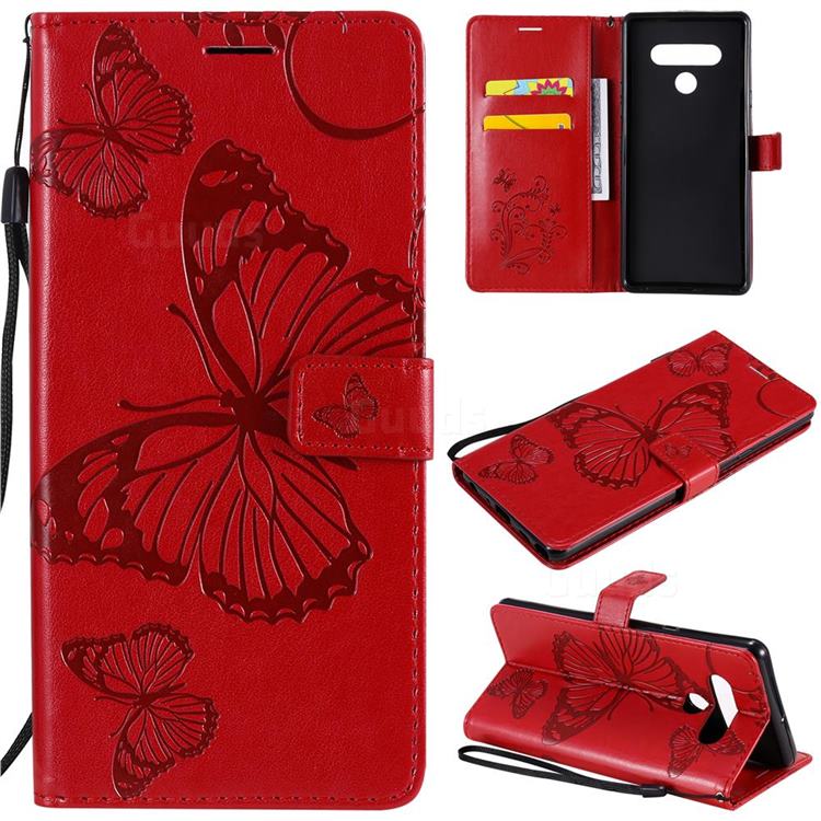 Embossing 3D Butterfly Leather Wallet Case for LG Stylo 6 - Red