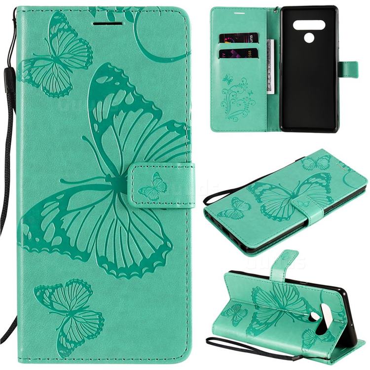 Embossing 3D Butterfly Leather Wallet Case for LG Stylo 6 - Green