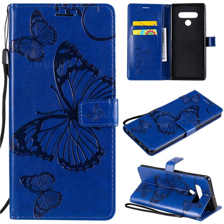 Embossing 3D Butterfly Leather Wallet Case for LG Stylo 6 - Blue