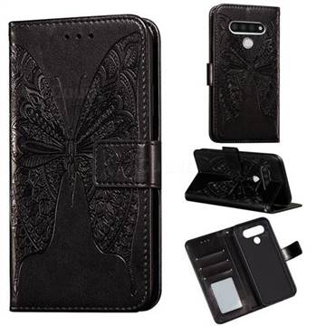 Intricate Embossing Vivid Butterfly Leather Wallet Case for LG Stylo 6 - Black