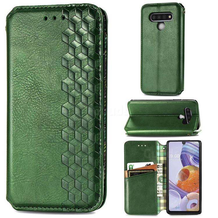Ultra Slim Fashion Business Card Magnetic Automatic Suction Leather Flip Cover for LG Stylo 6 - Green