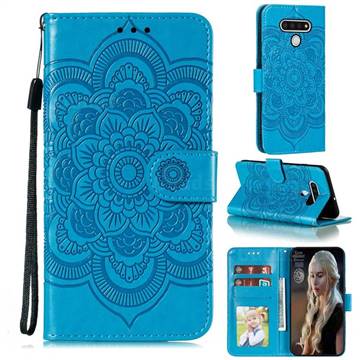 Intricate Embossing Datura Solar Leather Wallet Case for LG Stylo 6 - Blue