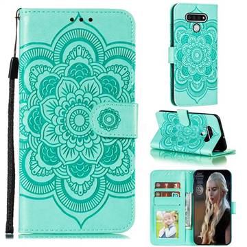 Intricate Embossing Datura Solar Leather Wallet Case for LG Stylo 6 - Green